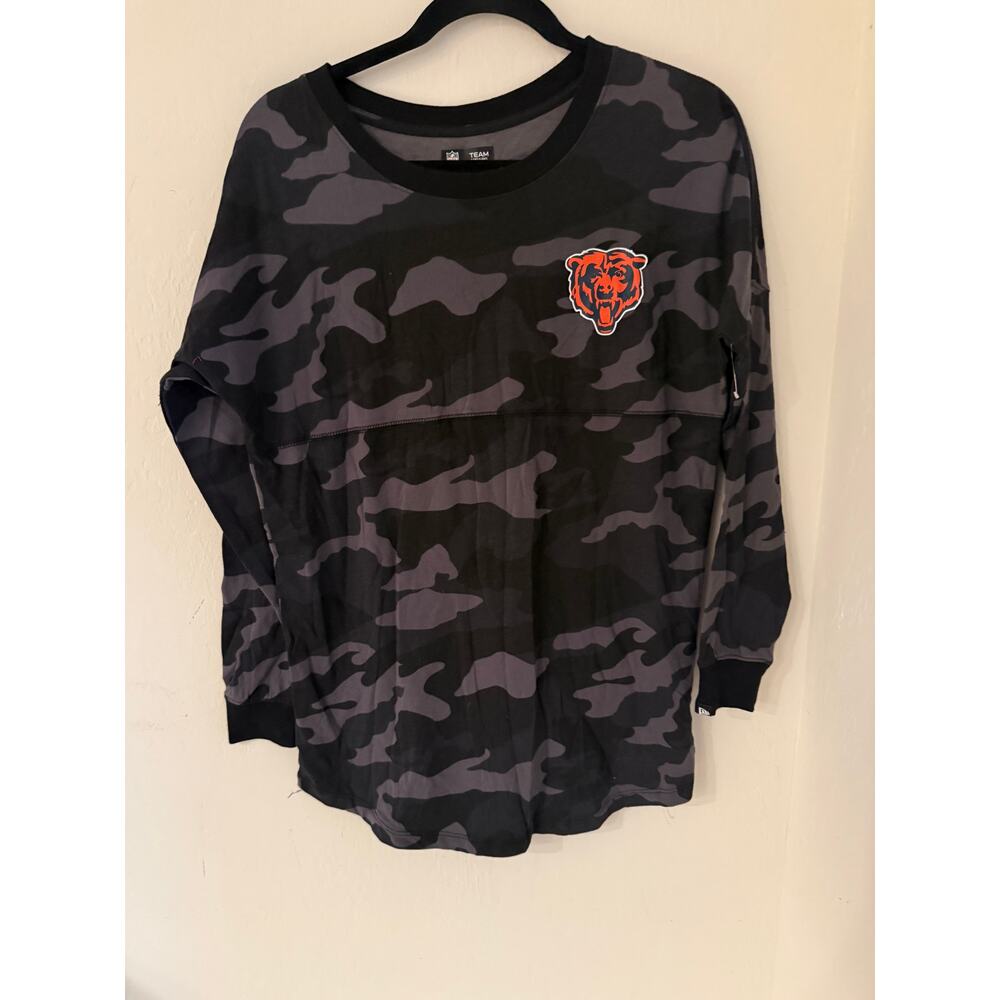 Women's New Era Black Chicago Bears Camo Long Sleeve T-Shirt Size Small-NWOT